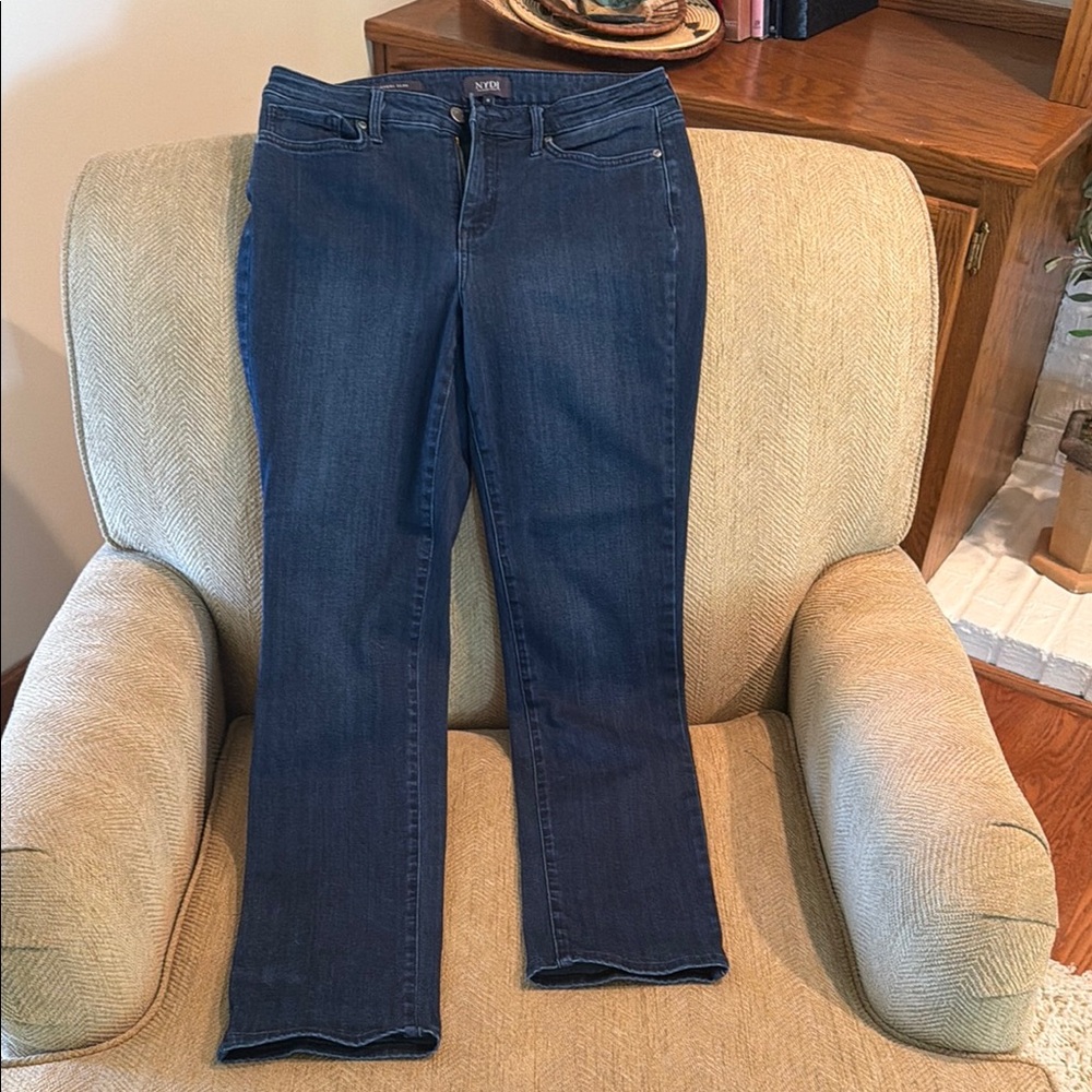 NYDJ Dark Blue Straight Leg Jeans, 8